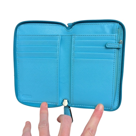 Coach blue leather turnlock wristlet clutch bag wallet - Picture 6 of 6